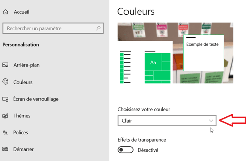 Screenshot du menu
